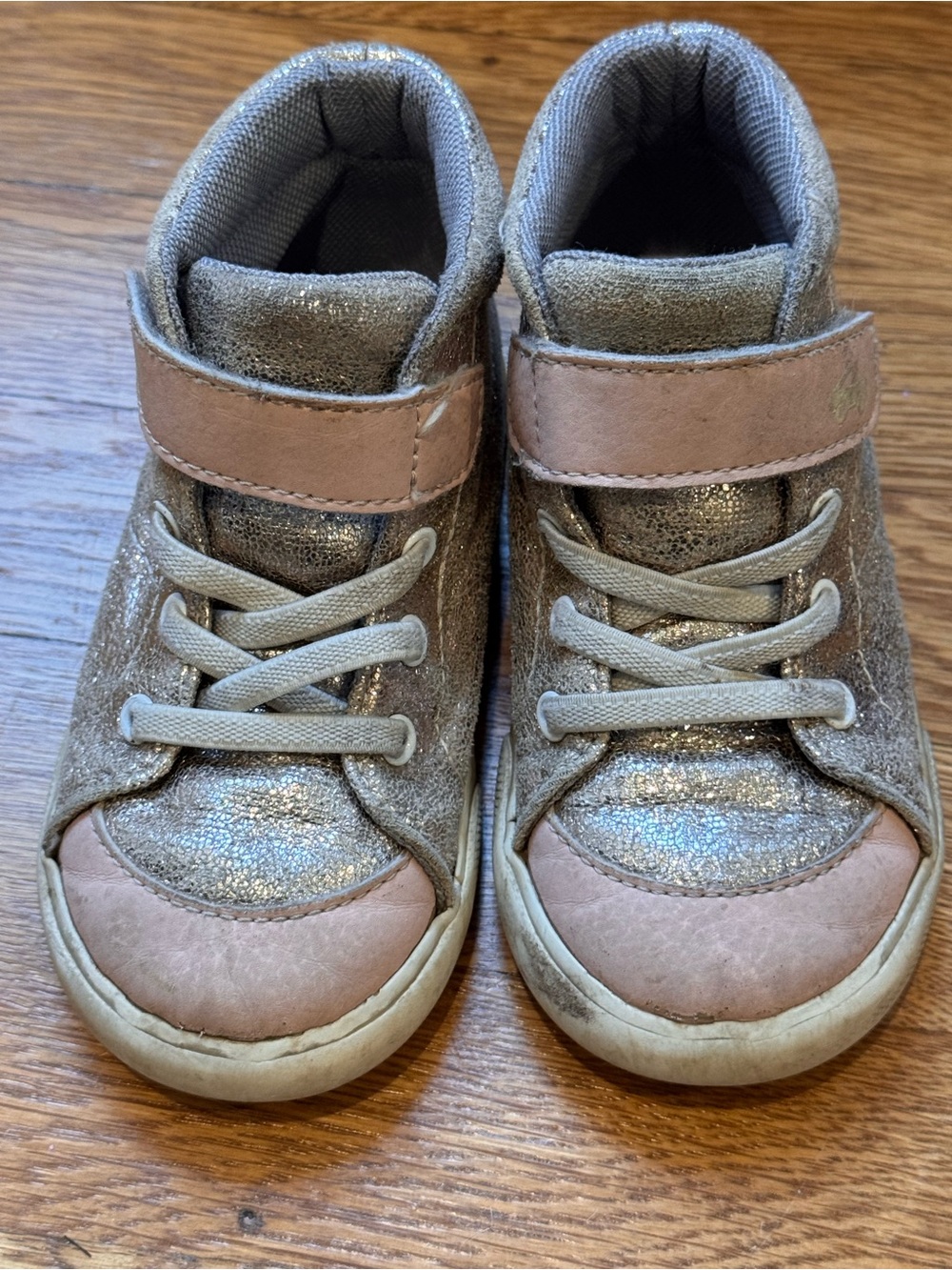 See Kai Rub Kids Metallic Gold and Pink High-Top Sneakers Sz 8c